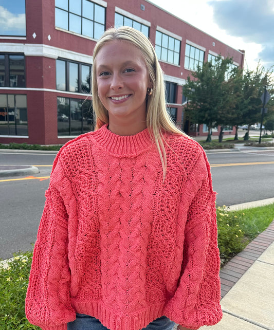 Coral Crush Chunky Sweater