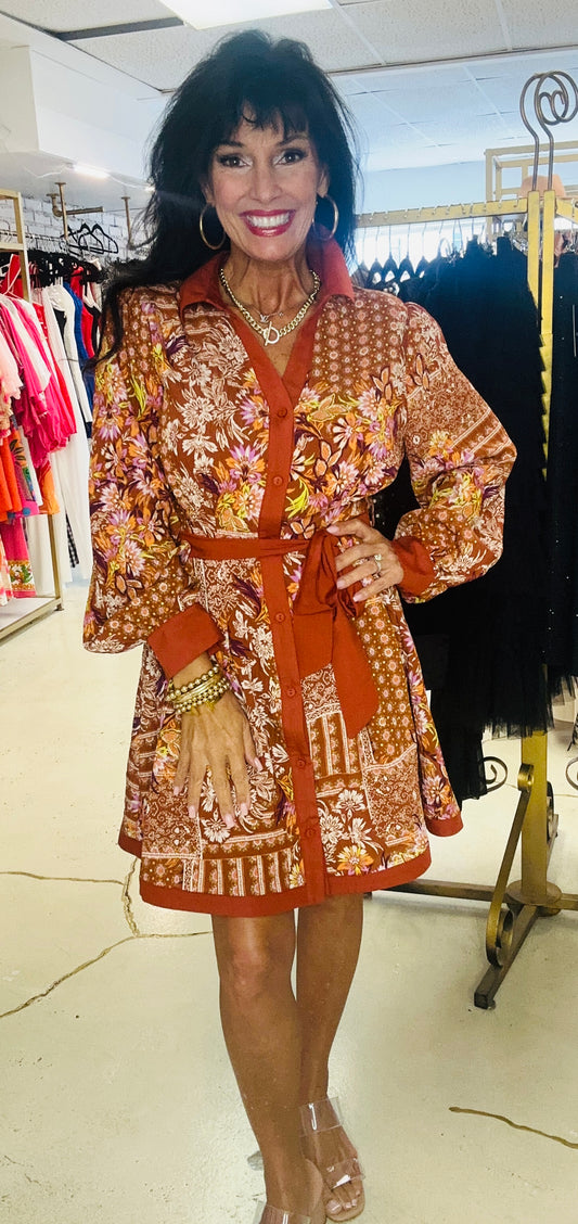 Autumn Leaves Shirt Dress