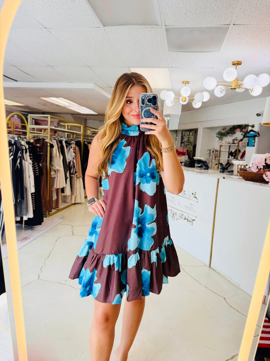 Bold In Brown Floral Dress