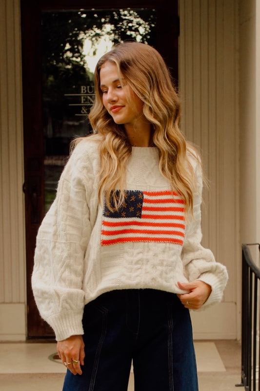 Stars & Stripes Cable Knit Sweater