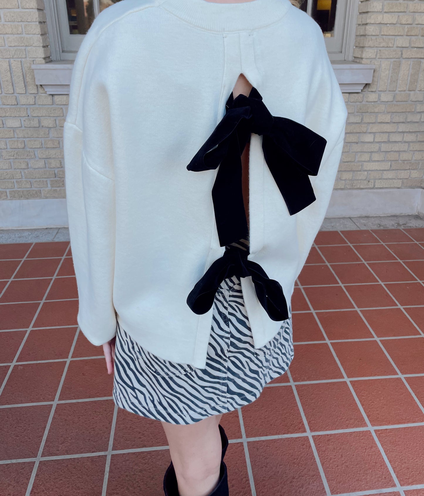 Velvet Bow Back Sweater