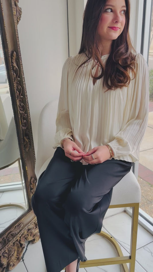 Ivory Perfection Pleaded Top