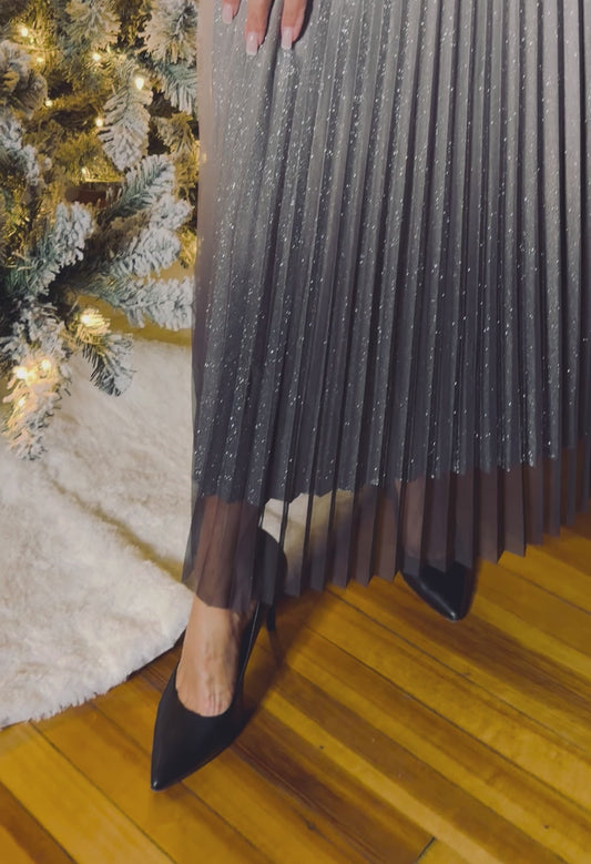 Shimmery Mist Pleated Skirt