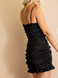 Black Shirred Cami Dress