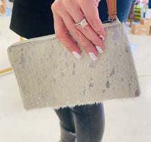 Load image into Gallery viewer, Gold &amp; Silver Cowhide Wristlet