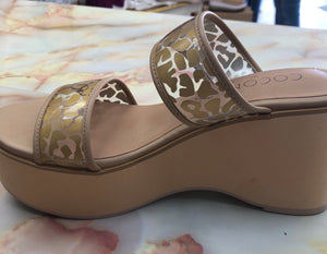 Clear Golden Leopard Wedges