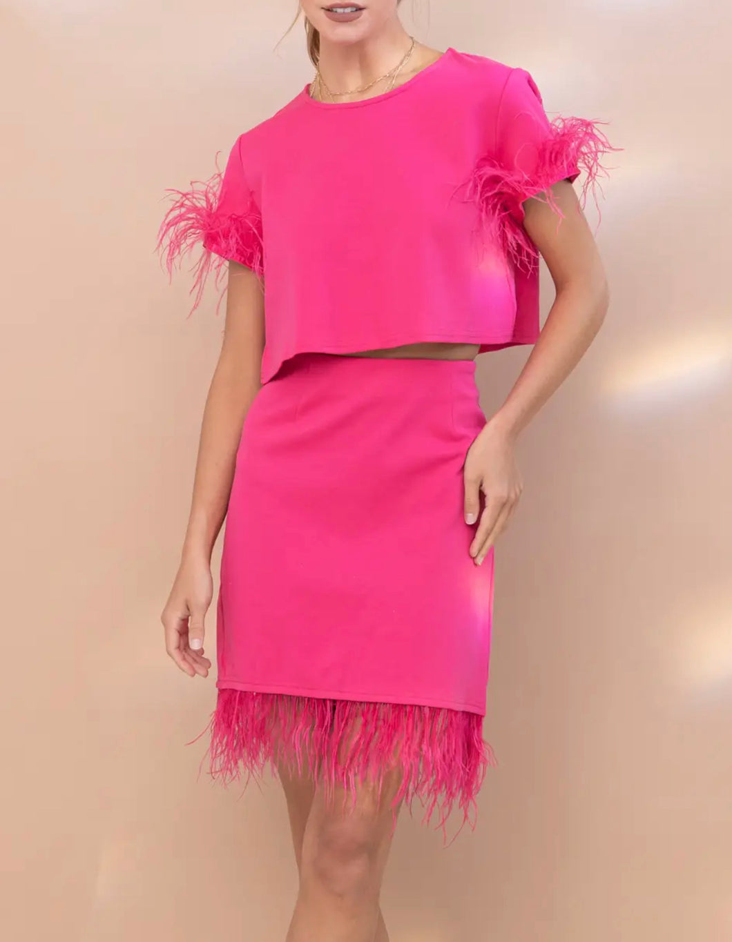 Hot Pink Pencil Skirt Set
