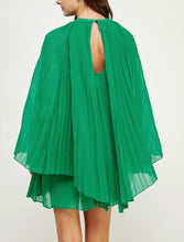 Load image into Gallery viewer, Emerald Pleated Chiffon Cape Dress