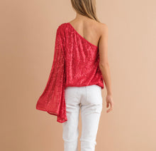 Load image into Gallery viewer, Sequin One Shoulder Top