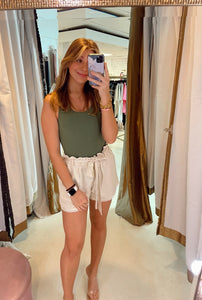 Natural Linen Fringed Tie Waist Short