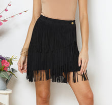 Load image into Gallery viewer, Fab Flirty Faux Suede Fringe Skirt