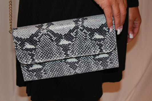 Italian Leather Print Cross Body Clutch